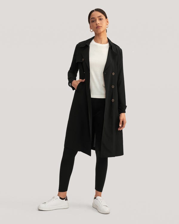 Classic Woman Double Breasted Silk Trench Coat