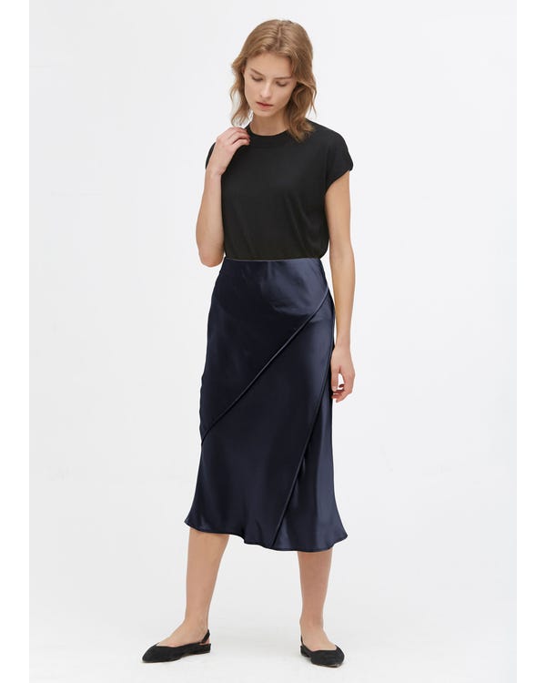Chic Elegant Silk Midi Skirt