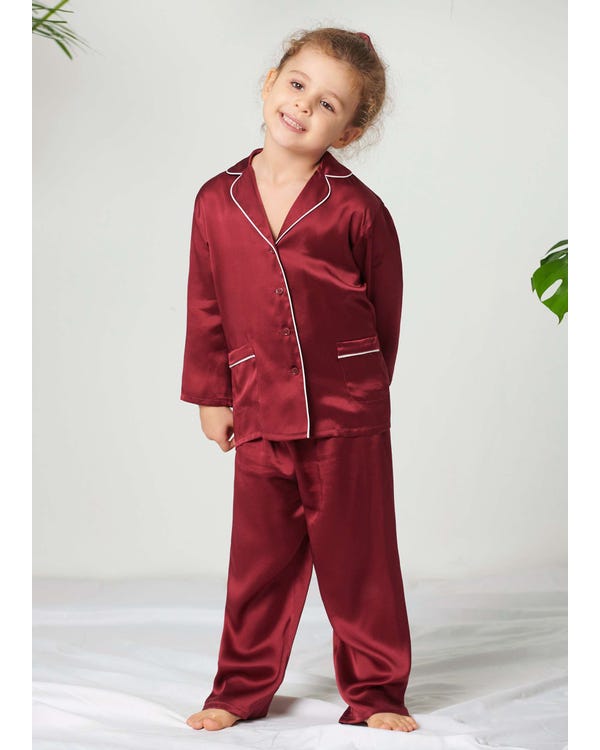 Classic Silk Pajamas Set For Kids