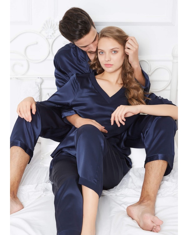 22 Momme Romantiska Siden Par Pyjamas